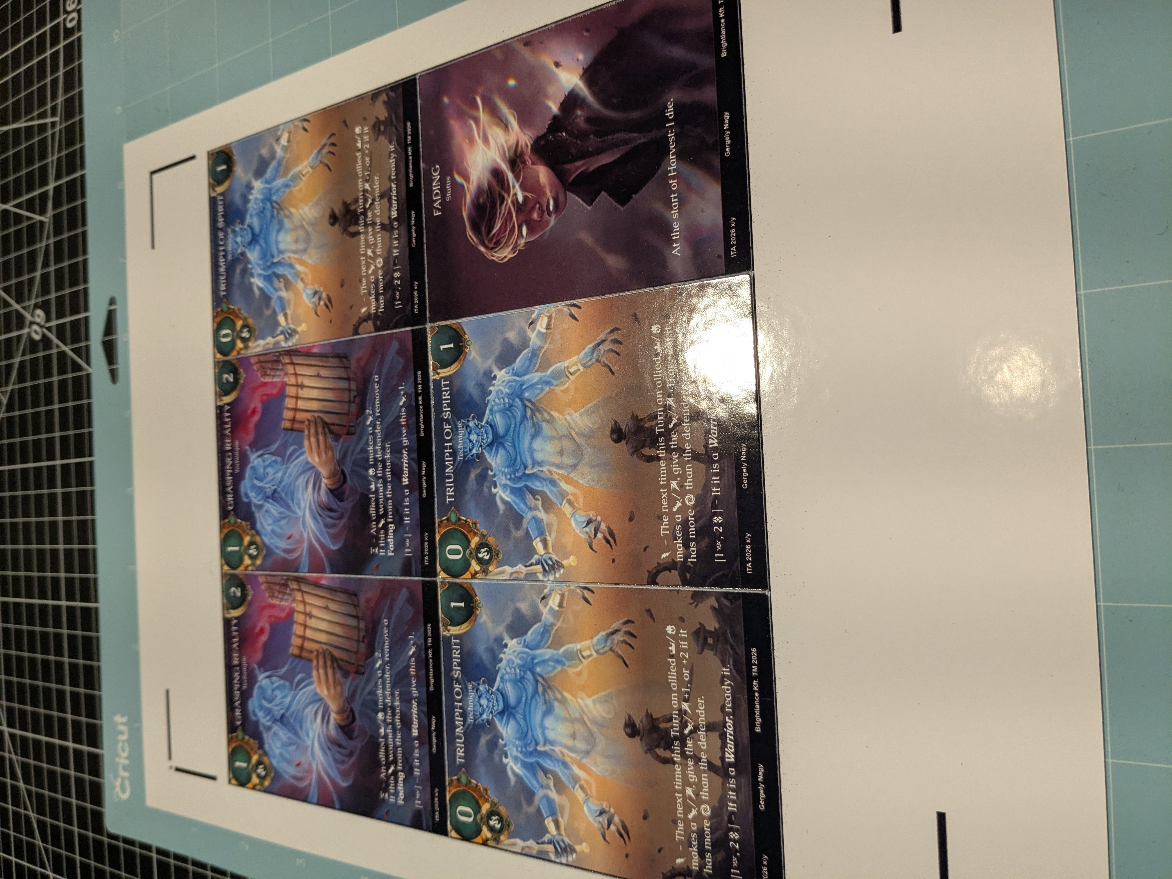 Loading the printed page onto the mat.